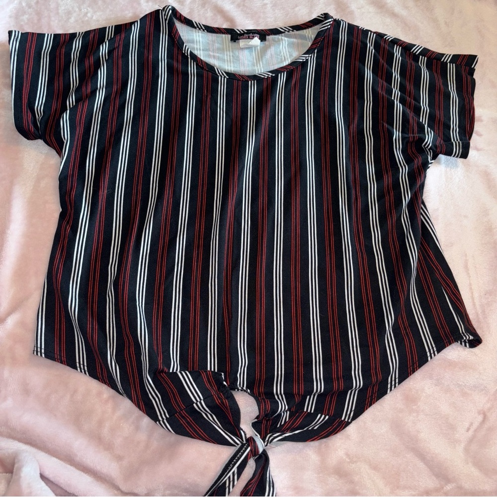 Striped Black and Red Women's Top